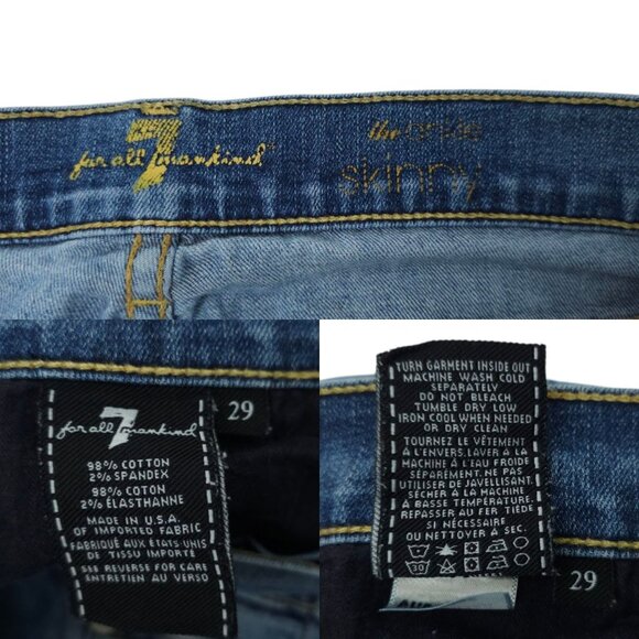 7 For All Mankind The Ankle Skinny Stretch Denim Womens 29 Raw Hem Jeans SFAMK - Picture 7 of 14